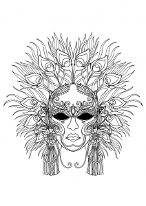 Eine Maske des Karnevals in Venedig zum Ausmalen