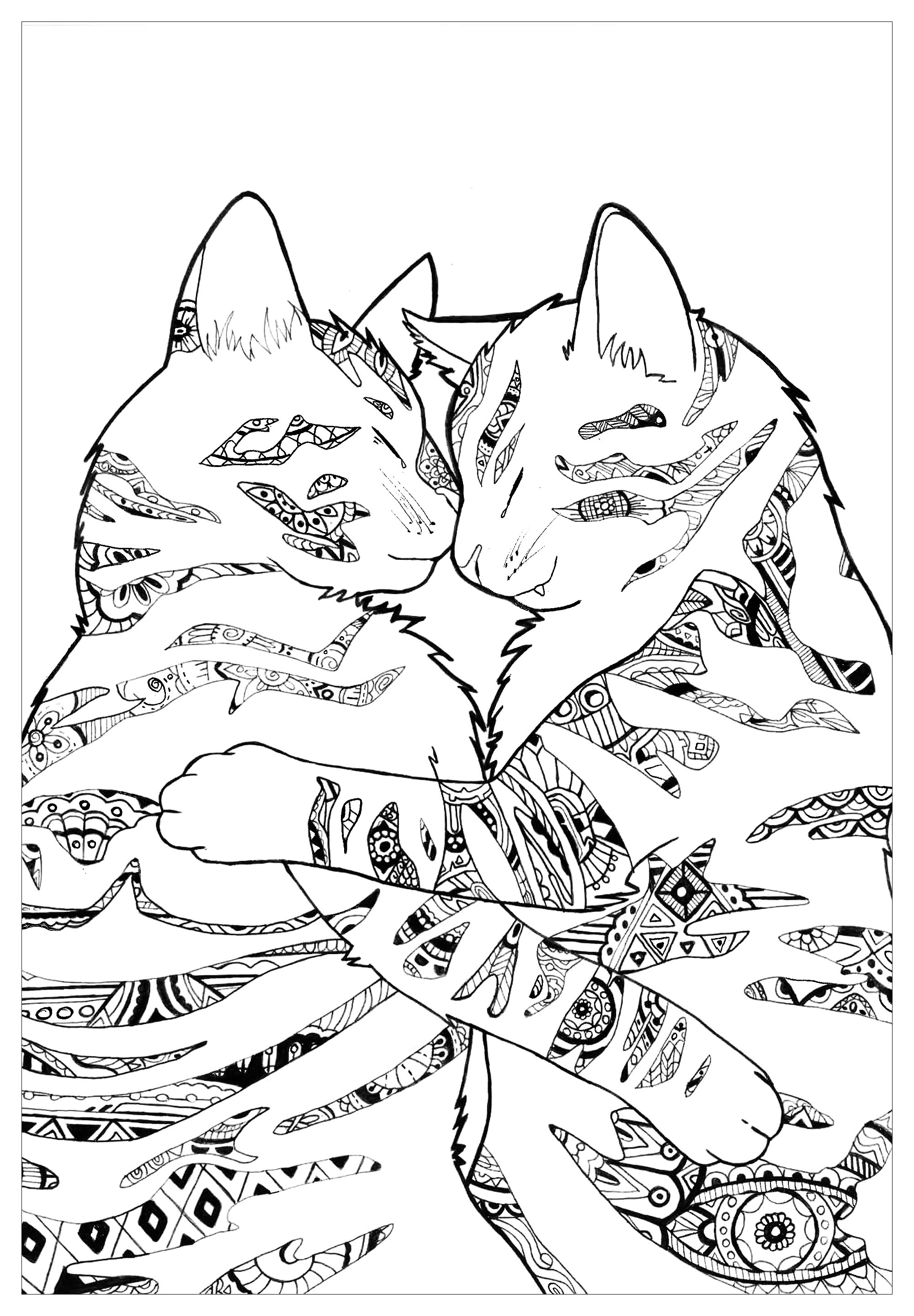 Kostenloses Ausmalbild einer Katze zum Ausmalen (Katzen)