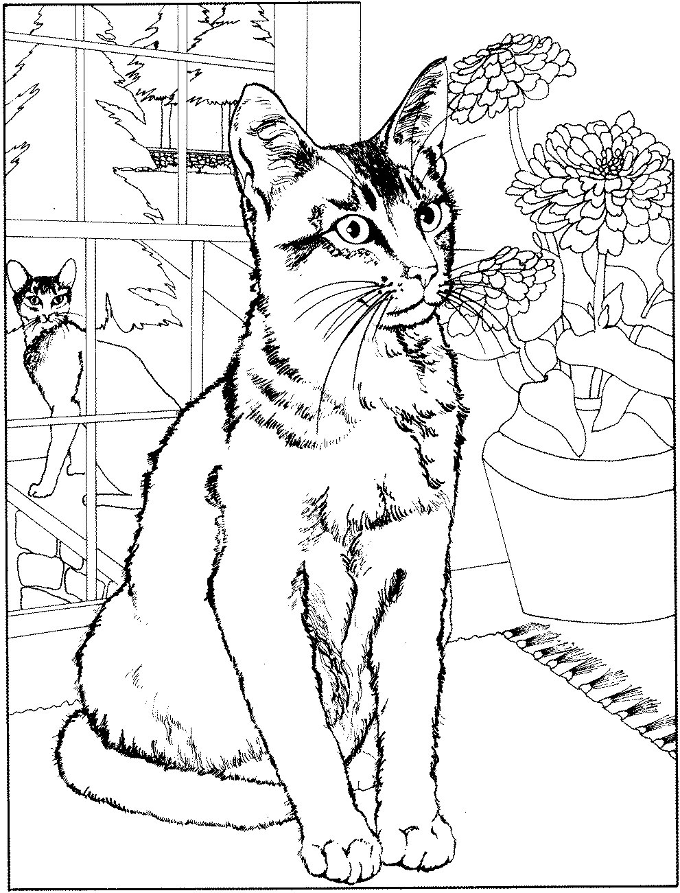 Hübsche Muschi (Ausmalbild von Katzen zum Ausdrucken und Ausmalen für Kinder)