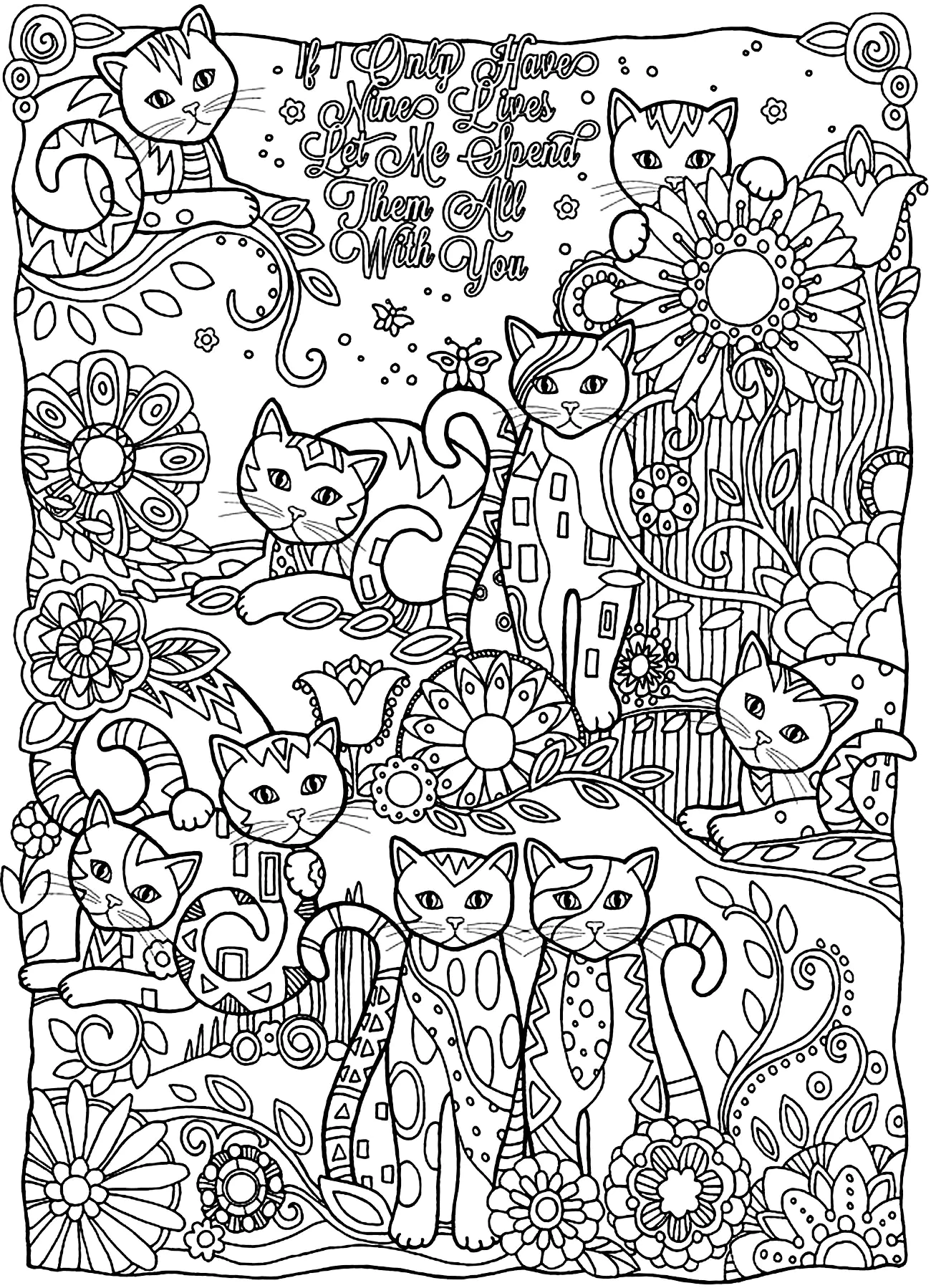 Coloriage einer Katze zum Ausdrucken (Ausmalbild von Katzen zum Ausdrucken und Ausmalen für Kinder)