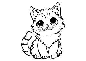 Hübsche Katze im Kawaii-Stil (Ausmalbild von Katzen)