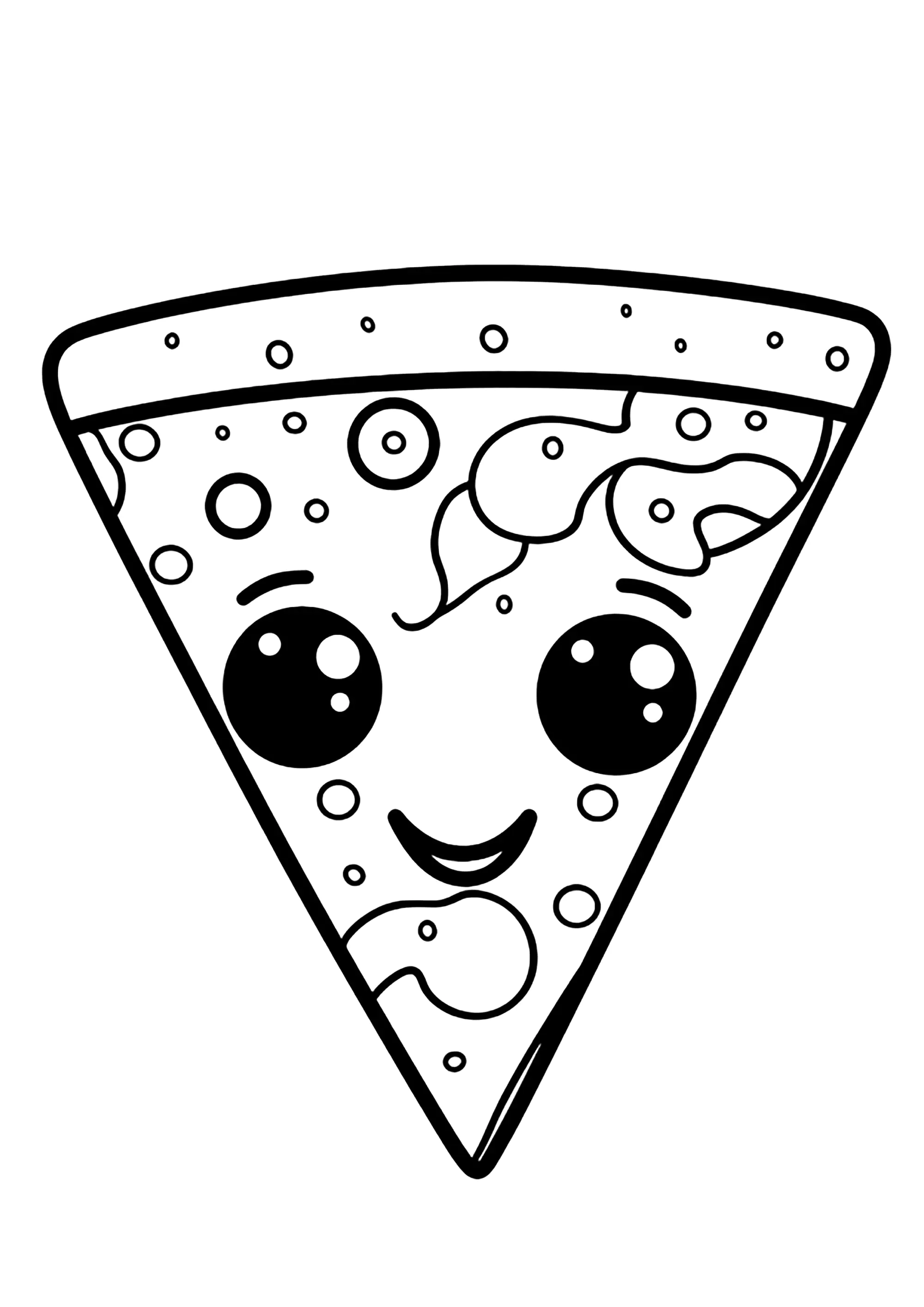 Kawaii Pizza (Ausmalbild zum Ausdrucken und Ausmalen für Kinder)
