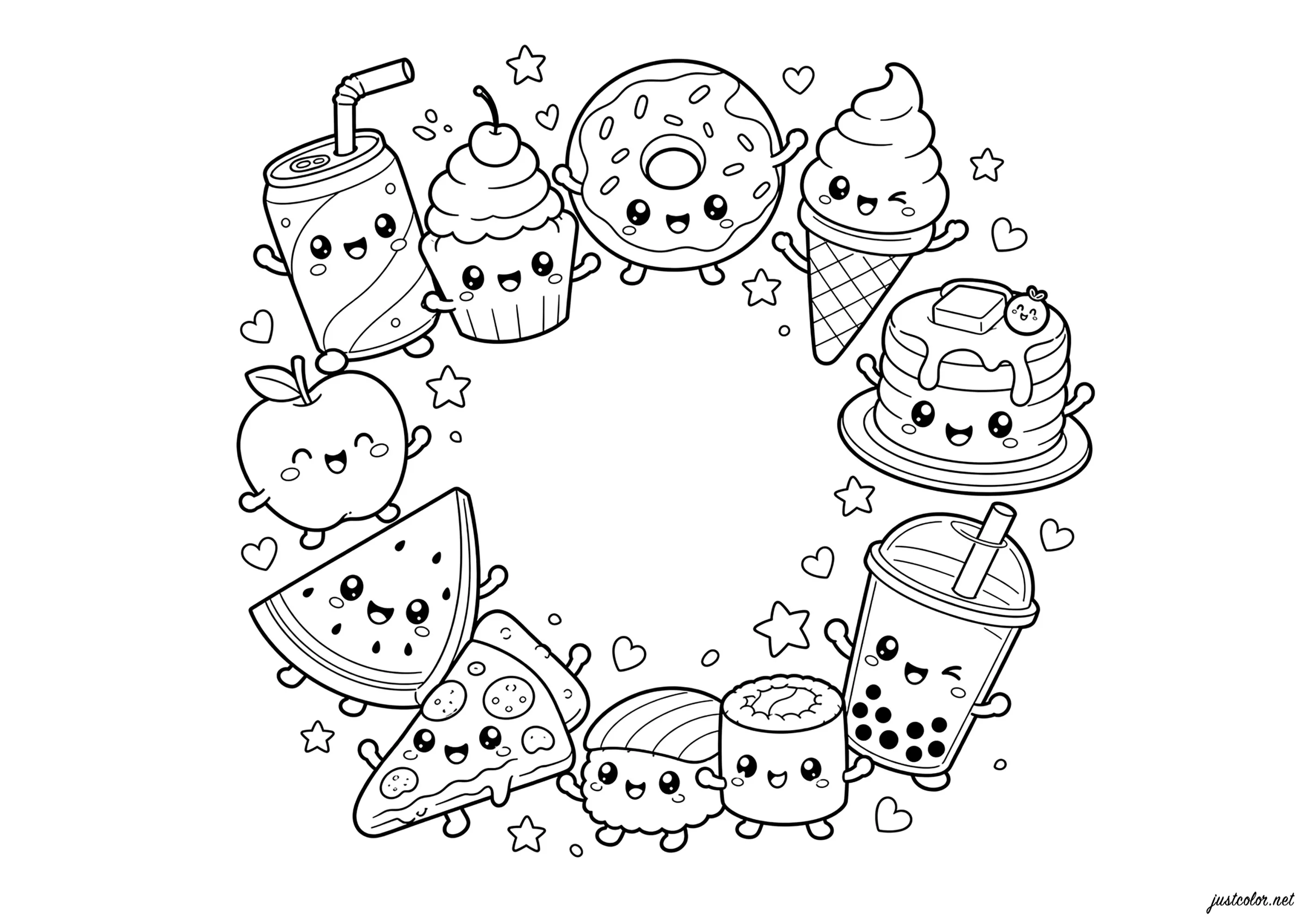 Ausmalbilder von kawaii zum Ausdrucken (Ausmalbild zum Ausdrucken und Ausmalen für Kinder)