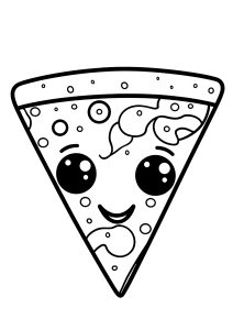 Kawaii Pizza (Ausmalbild)