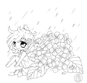 Die Hortensienfee (Ausmalbild von Kawaii)
