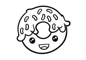 Kawaii DonutKawaii Donut (Ausmalbild)