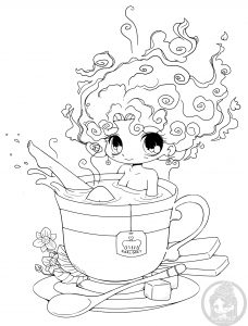 Teebad (Ausmalbild von Kawaii)