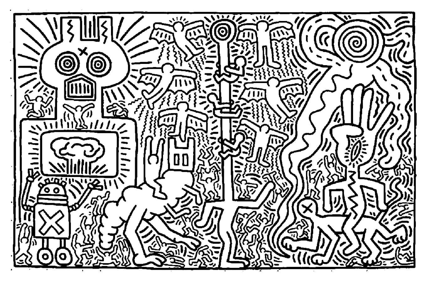 Keith Haring Coloriage zum Ausdrucken (Ausmalbild zum Ausdrucken und Ausmalen für Kinder)