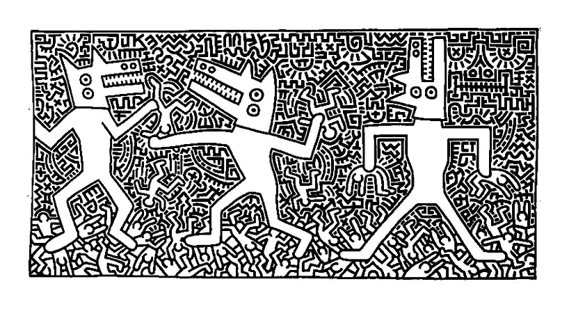 Kostenlose Keith Haring-Zeichnung zum Herunterladen und Ausmalen