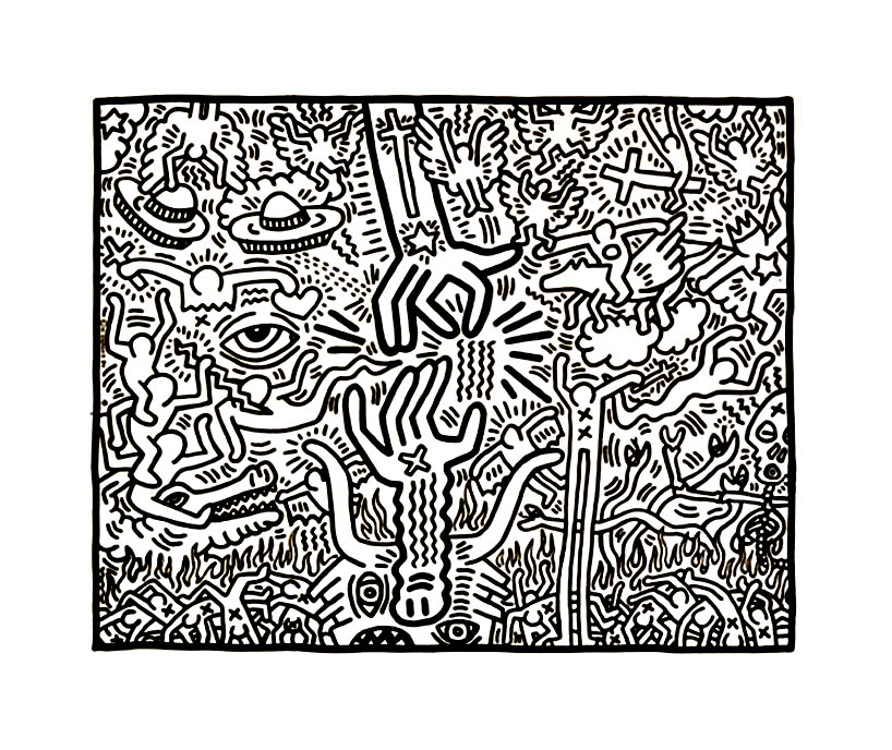 Ausmalbilder von Keith Haring für Kinder (Ausmalbild zum Ausdrucken und Ausmalen für Kinder)