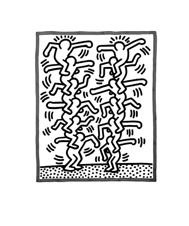 Personen, die einen kurzen Prozess machen (Ausmalbild von Keith Haring zum Ausdrucken und Ausmalen für Kinder)