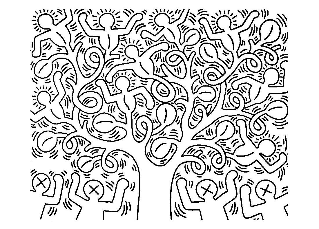 Ausmalbilder von Keith Haring zum Ausmalen für Kinder