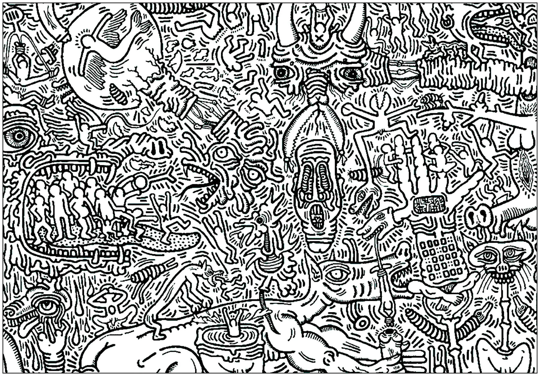 Bild von Keith Haring zum Ausdrucken und Ausmalen