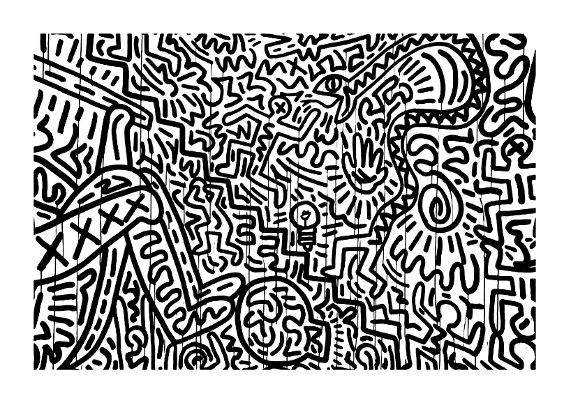 Kostenlose Keith Haring-Zeichnung zum Herunterladen und Ausmalen