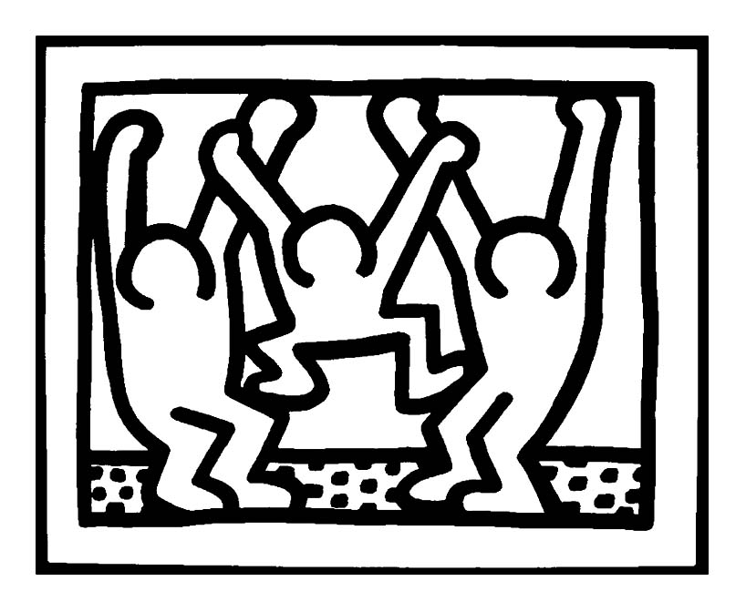 Keith Haring Coloriage zum kostenlosen Ausdrucken (Ausmalbild zum Ausdrucken und Ausmalen für Kinder)