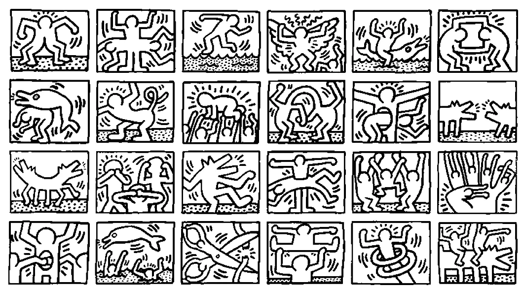 Keith Haring Coloriage zum Ausdrucken (Ausmalbild zum Ausdrucken und Ausmalen für Kinder)