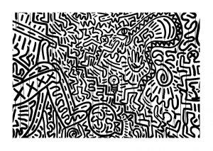 Kostenlose Keith Haring-Zeichnung zum Herunterladen und Ausmalen