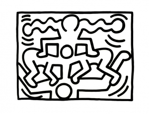 Verschachtelte Charaktere (Ausmalbild von Keith Haring)