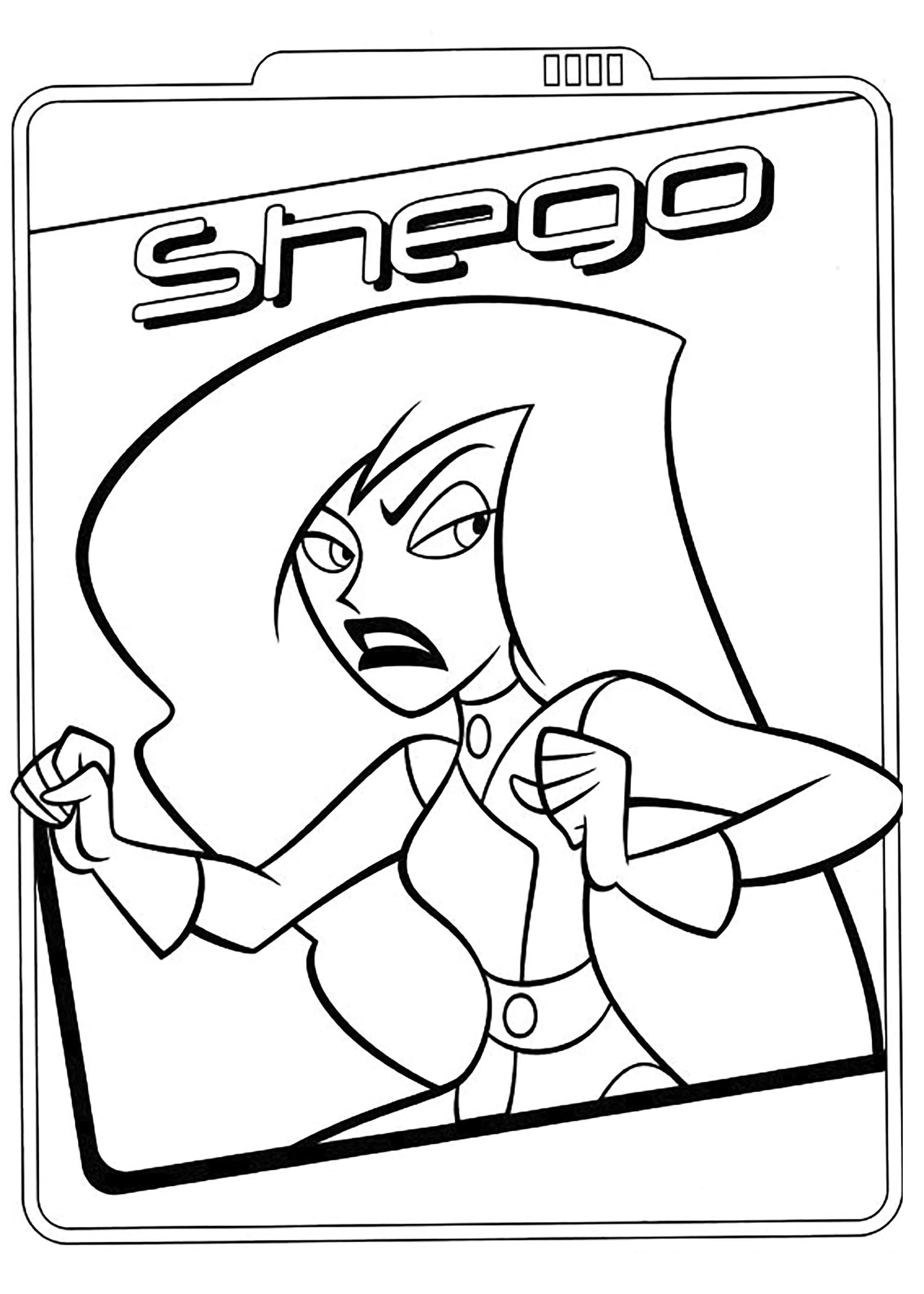 Shego (Ausmalbild von Kim Possible zum Ausdrucken und Ausmalen für Kinder)
