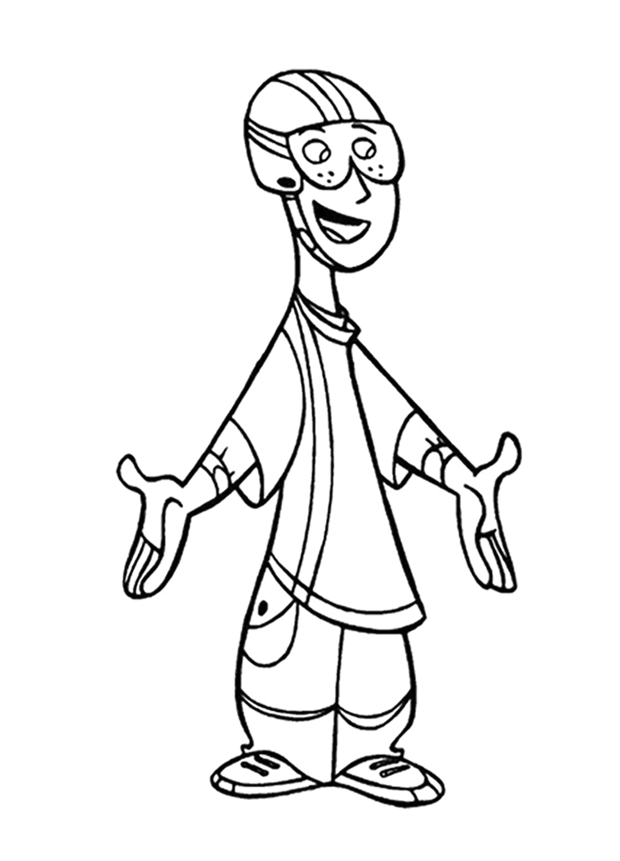 Rufus mit einem Helm (Ausmalbild von Kim Possible zum Ausdrucken und Ausmalen für Kinder)