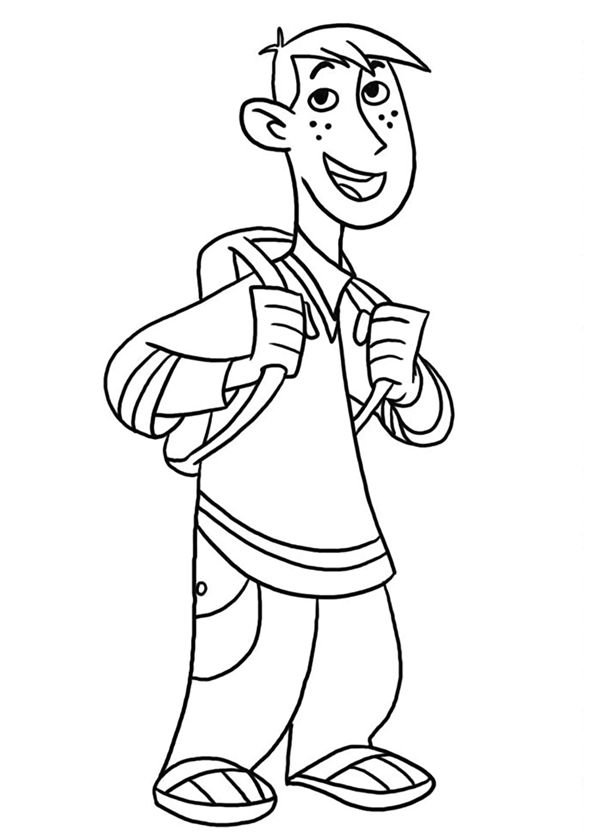 Einfaches Zeichnen von Ron (Ausmalbild von Kim Possible zum Ausdrucken und Ausmalen für Kinder)