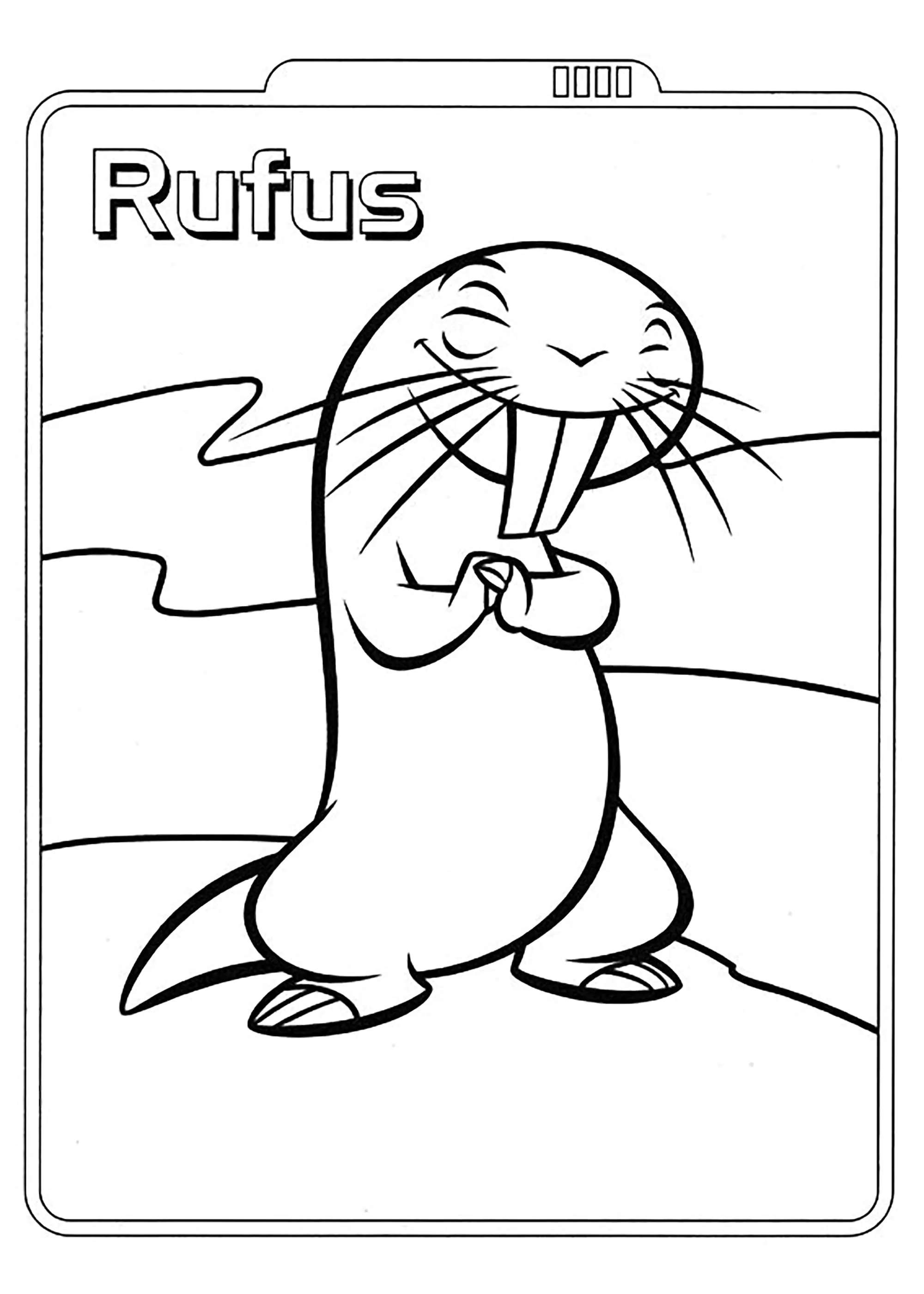Rufus (Ausmalbild von Kim Possible zum Ausdrucken und Ausmalen für Kinder)