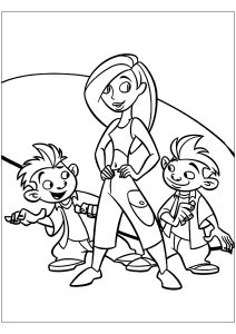 Kim und ihre jungen Freunde (Ausmalbild von Kim Possible)