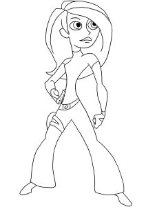 Einfaches Ausmalbild mit Kim möglich (Ausmalbild von Kim Possible)