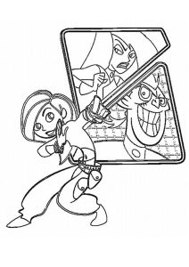 Kim und ihre beiden Feinde: Drakken und Shego (Ausmalbild von Kim Possible)