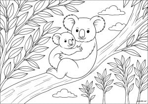 Friedliches Koala-Duo (Ausmalbild)