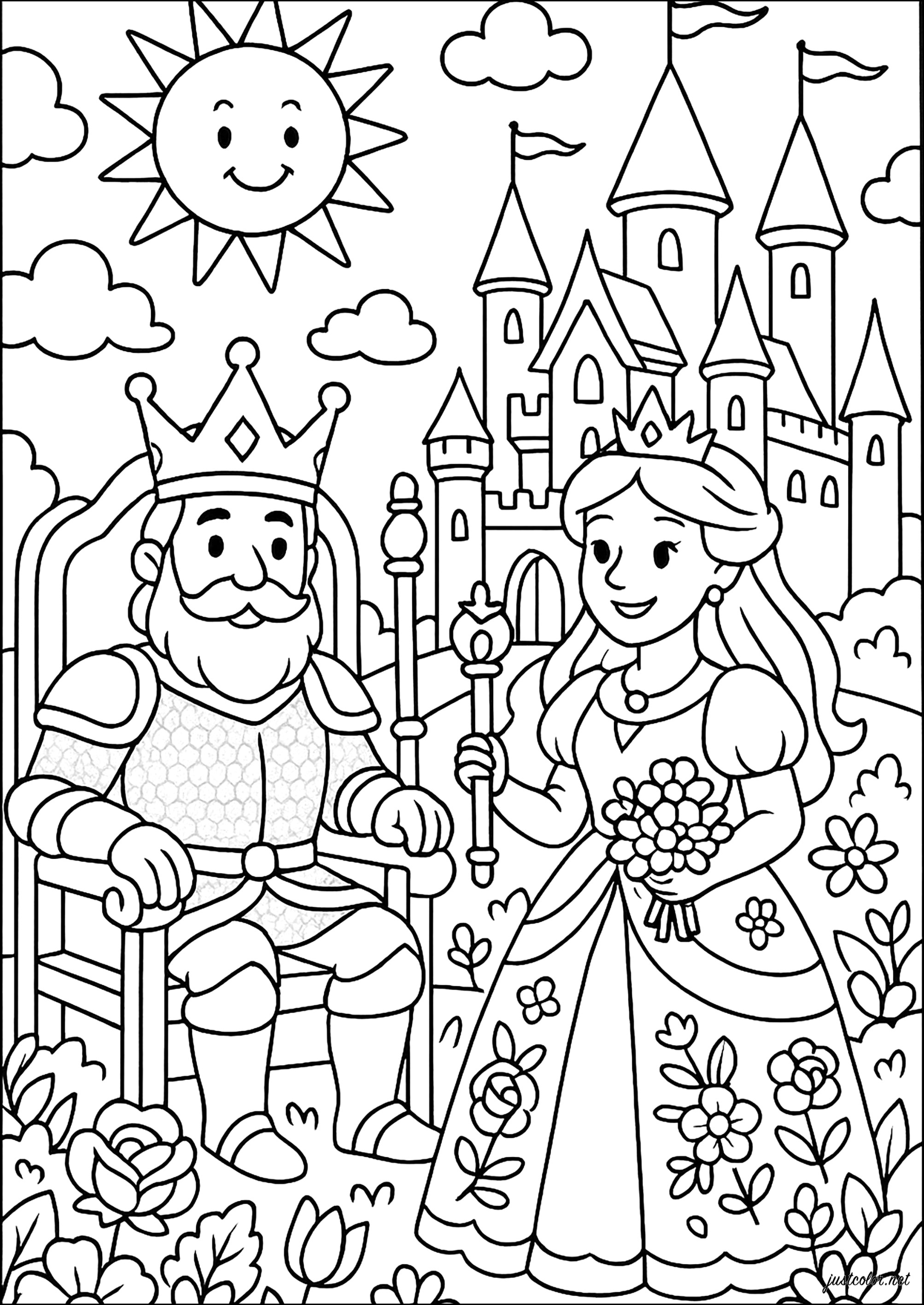 Herrscher des Zauberreichs - Ausmalbilder von Koenige und Koeniginnen