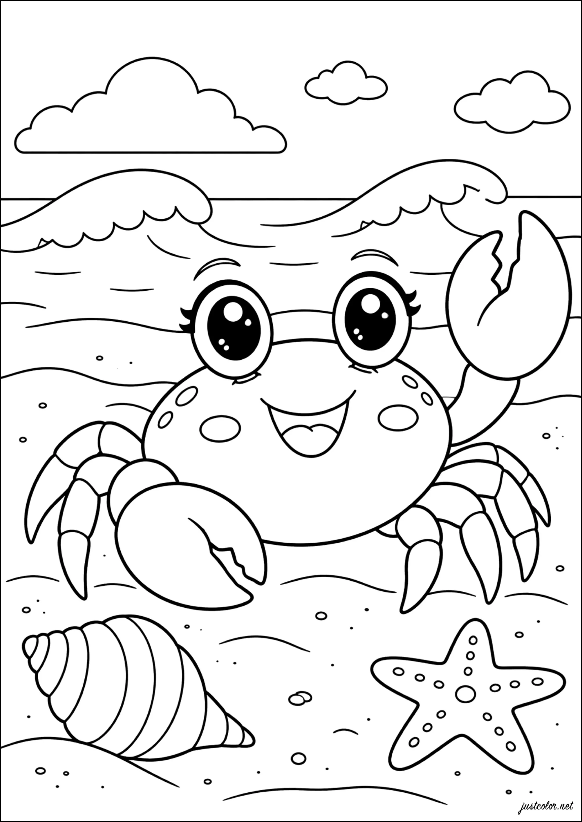 Ausmalbilder für Kinder kostenlos von krabbe (Ausmalbild zum Ausdrucken und Ausmalen für Kinder)