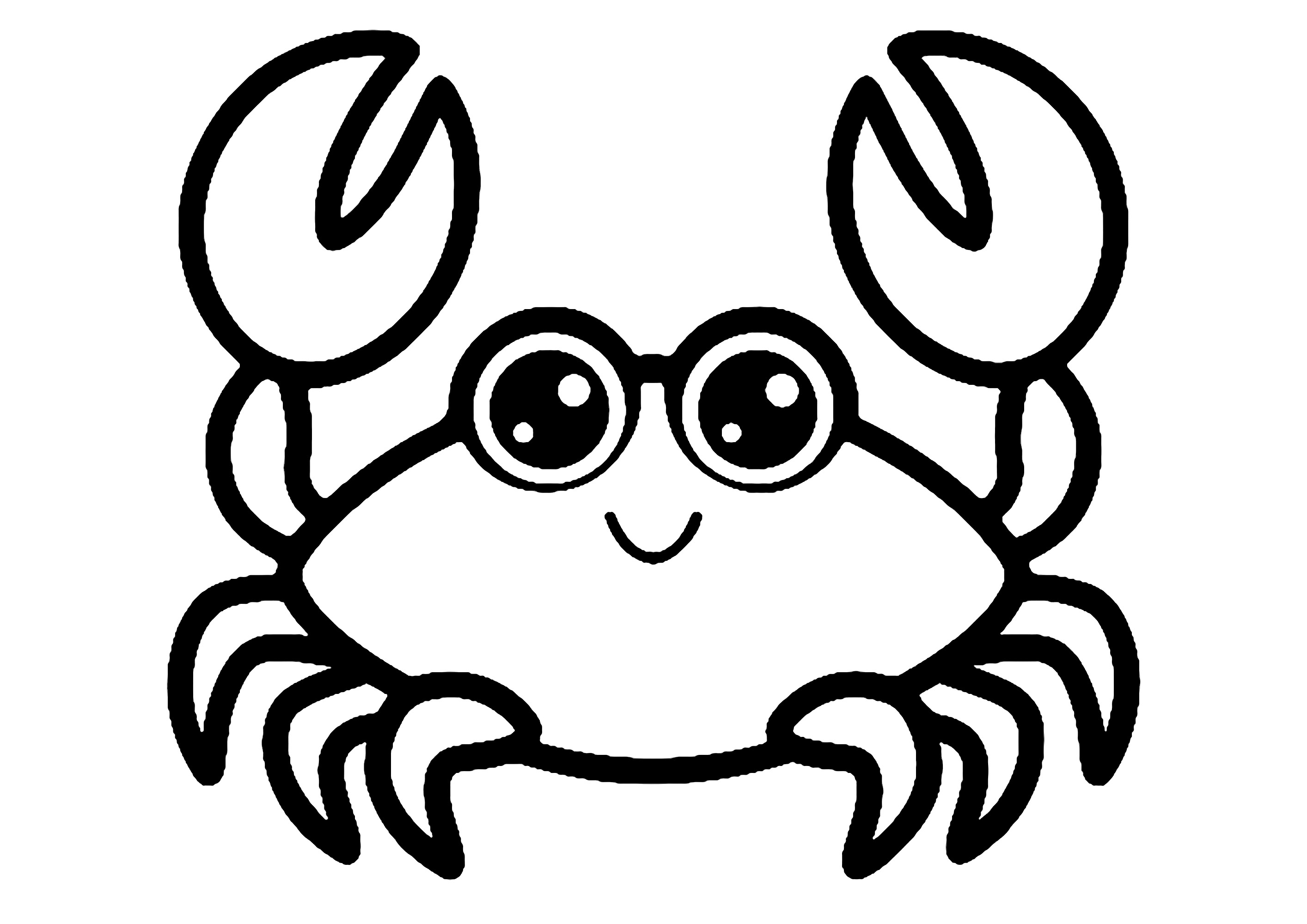 Zeichnung mit dicken Linien einer Krabbe (Ausmalbild zum Ausdrucken und Ausmalen für Kinder)