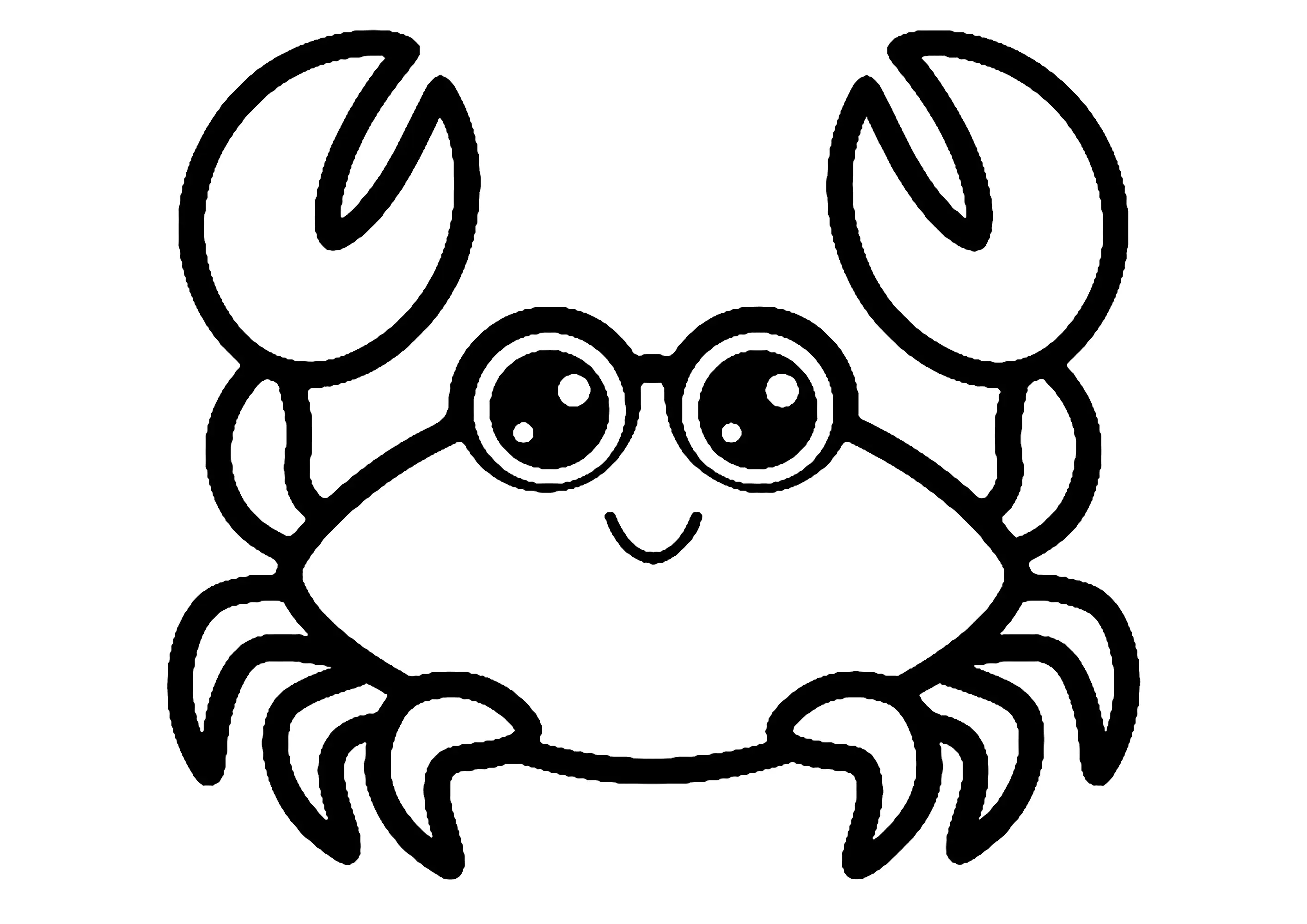 Zeichnung mit dicken Linien einer Krabbe (Ausmalbild zum Ausdrucken und Ausmalen für Kinder)