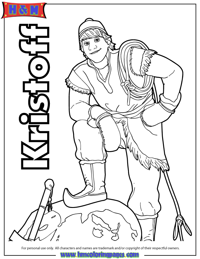 Ausmalbilder von Kristoff (Die Eiskönigin) zum Ausdrucken für Kinder (Ausmalbild von Kristoff (Die Eiskönigin) zum Ausdrucken und Ausmalen für Kinder)