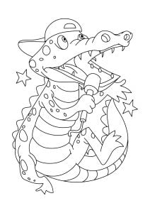 Karaoke Krokodil (Ausmalbild)