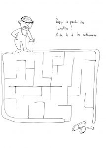 Papy im Labyrinth mit Brille (Ausmalbild von Labyrinthe)