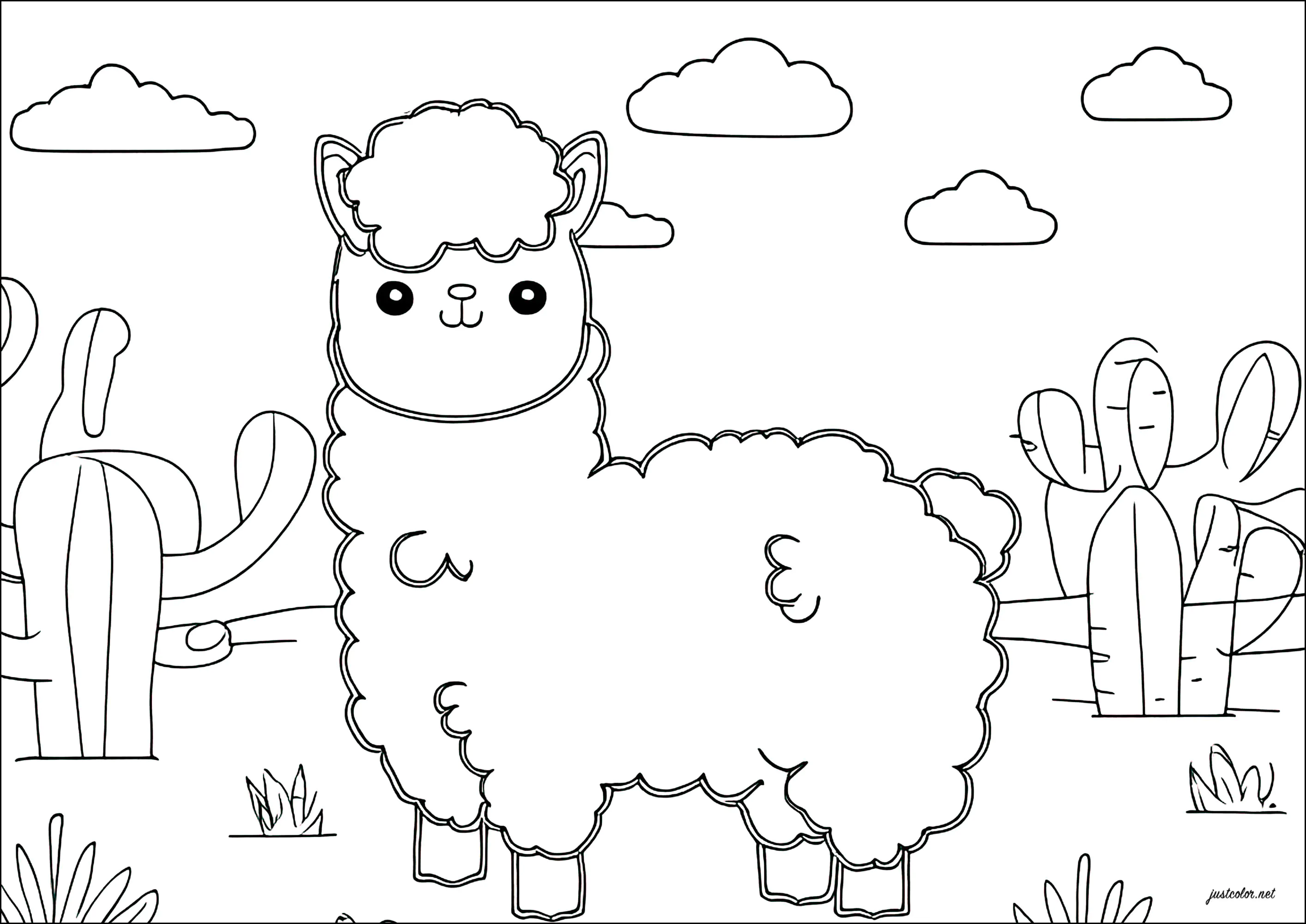 Gefärbter Schlamm (Ausmalbild von Lamas zum Ausdrucken und Ausmalen für Kinder)