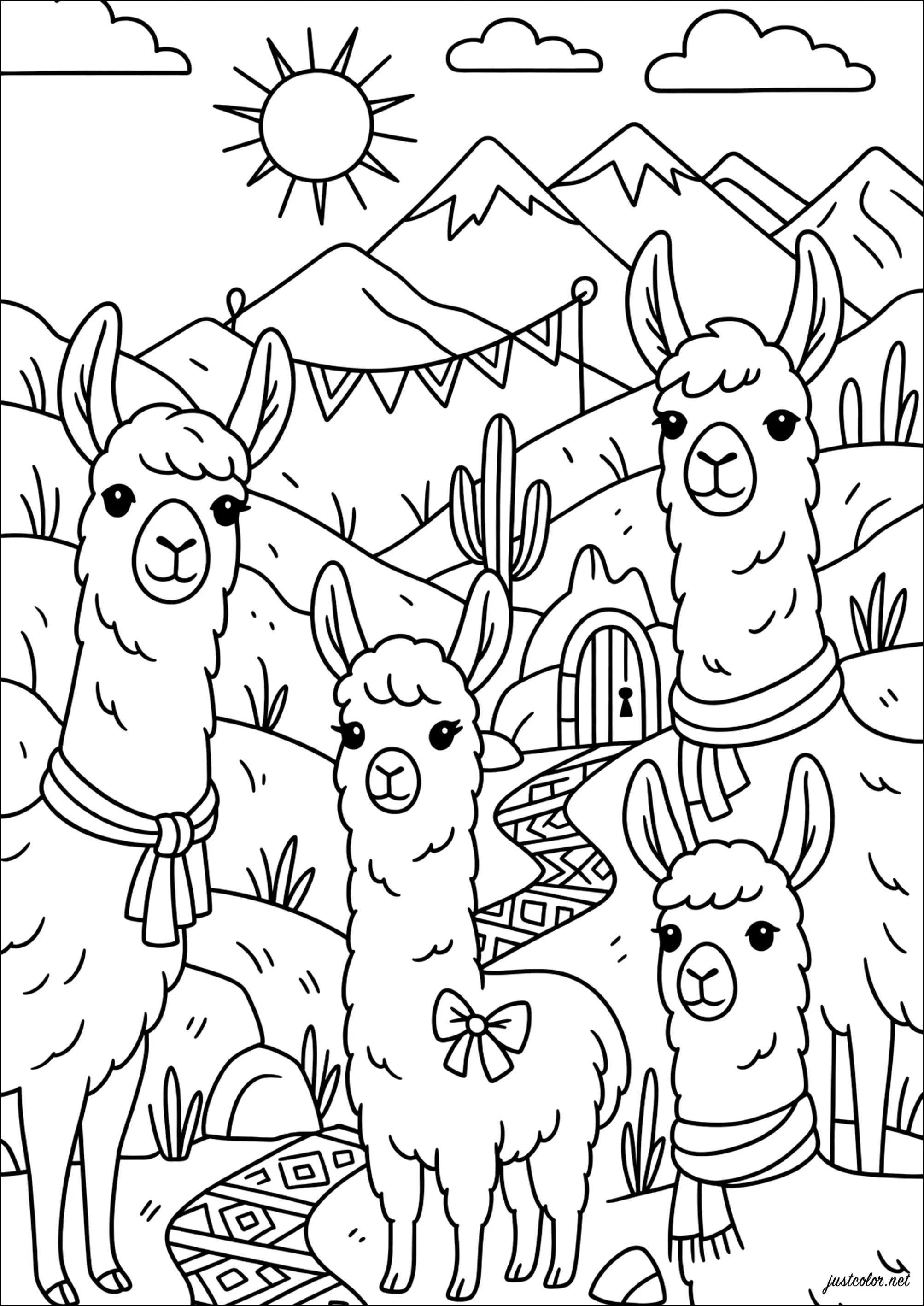 Kostenlose Ausmalbilder von lamas-und-alpakas zum Ausdrucken (Ausmalbild von Lamas und Alpakas zum Ausdrucken und Ausmalen für Kinder)