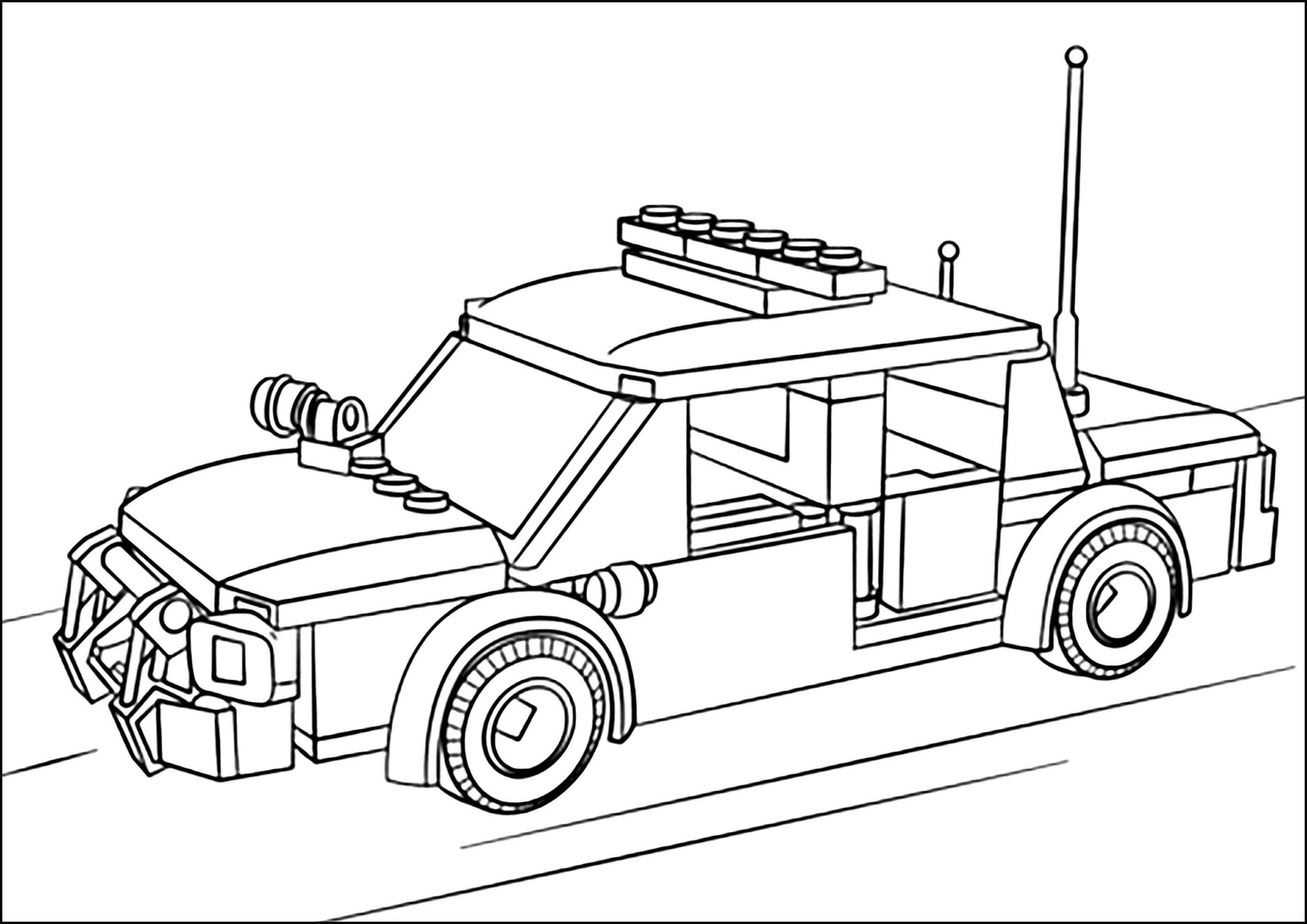 Polizeiauto (Ausmalbild von Legos zum Ausdrucken und Ausmalen für Kinder)