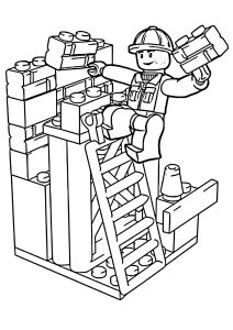 Ein Mauer zu bauen. (Ausmalbild von Legos)