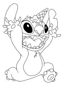 Stitch hat sein Eis auf seinen Kopf fallen lassen... (Ausmalbild von Lilo und Stitch)