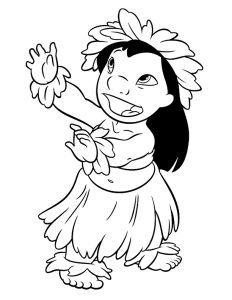 Lilo und Stitch tanzen (Ausmalbild)