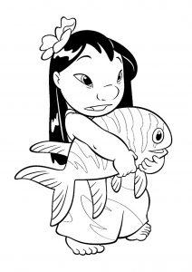 Coloriage Lilo und Stitch zum Ausdrucken (Ausmalbild)