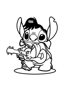 Stitch verkleidet als Elvis Presley (Ausmalbild von Lilo und Stitch)
