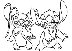 Stich und seine Freundin Angel (Ausmalbild von Lilo und Stitch)