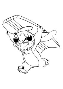 Stitch und sein Surfbrett (Ausmalbild von Lilo und Stitch)