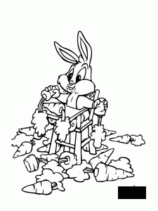 Kleiner Bugs Bunny liebt Karotten (Ausmalbild von Looney Tunes)
