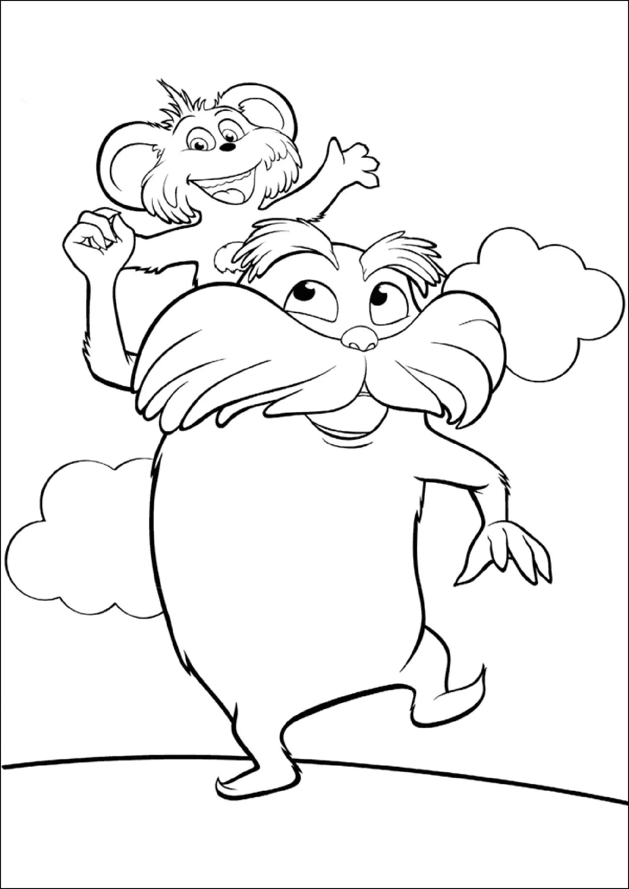 Lorax und sein Freund (Ausmalbild zum Ausdrucken und Ausmalen für Kinder)