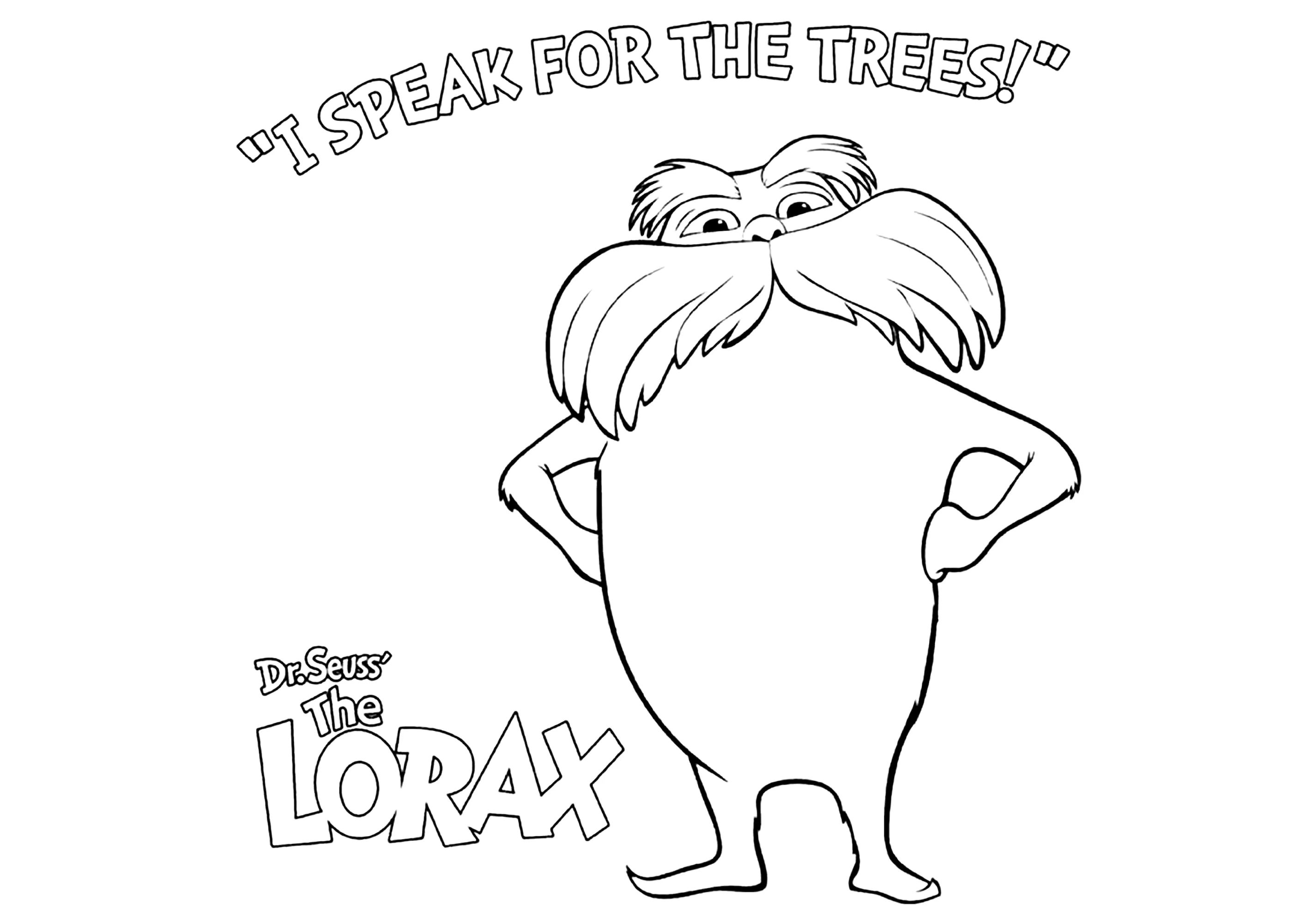 Lorax "Ich spreche für die Bäume" (Ausmalbild zum Ausdrucken und Ausmalen für Kinder)